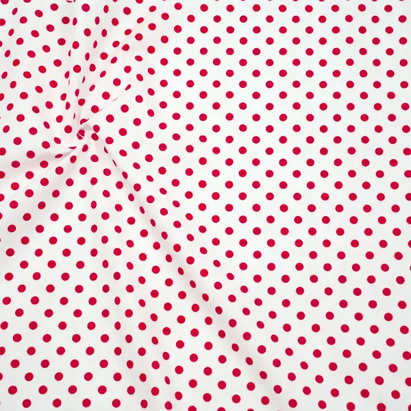 100% Baumwollstoff "Tupfen Mittel 2" Farbe Weiss-Rot Sonderaktion