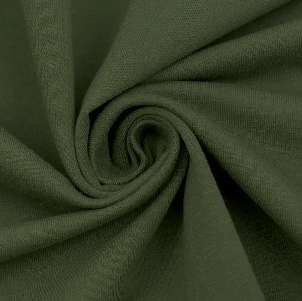Solange Der Vorrat Reicht Sweatshirt Baumwollstoff French Terry "Fashion Basic 2" Farbe Khaki-Grün