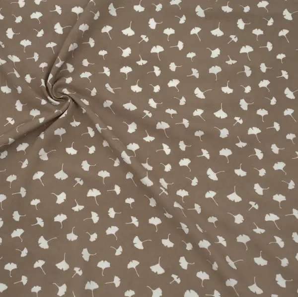 100% Bambus Popeline "Gingko-Blätter" Farbe Taupe Jetzt Bestellen