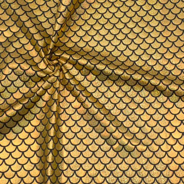 Preis Gesenkt Stretch Folienjersey "Schuppen Optik" Farbe Gold