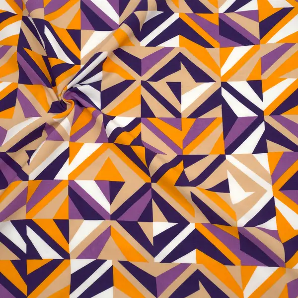 100% Viskose Javanaise "Grafische Quadrate" Farbe Lila-Multicolor Nur Heute