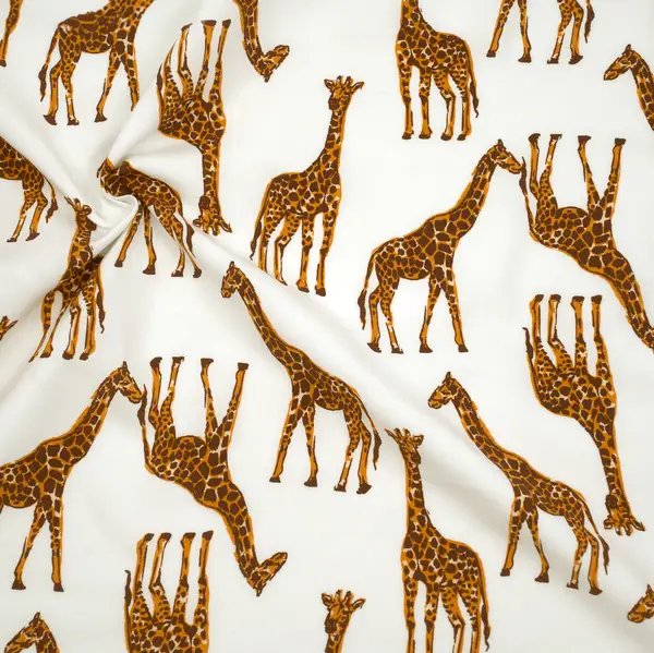 100% Viskose Javanaise "Giraffen 3" Farbe Creme-Weiss Neu