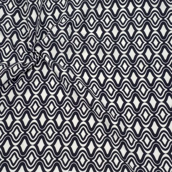100% Viskose Javanaise "Grafik Design 2" Farbe Weiss-Blau Schnäppchen