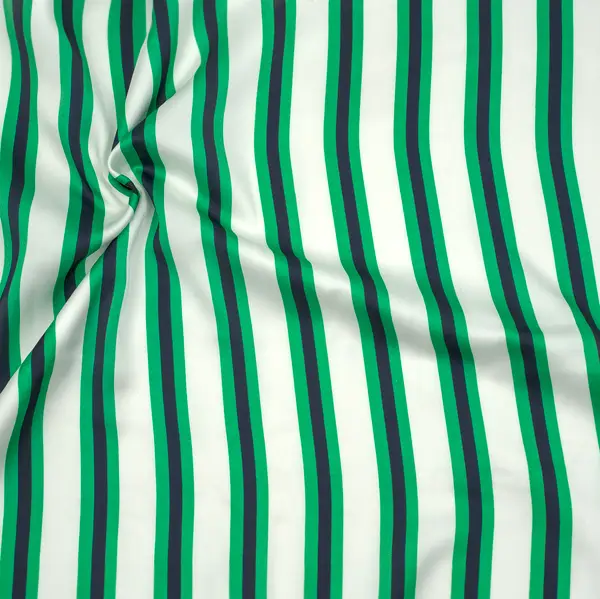 Satin Stoff "Streifen 3" Farbe Grün Neue Kollektion