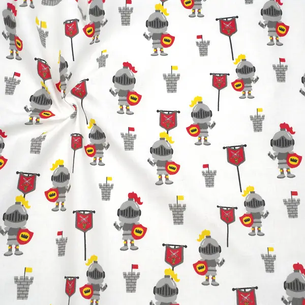 Schnäppchen 100% Baumwolle Popeline "Ritter 2" Farbe Weiss