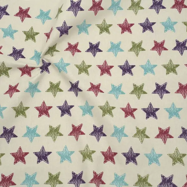 100% Baumwolle Popeline "Painted Stars" Farbe Hell-Beige Echt