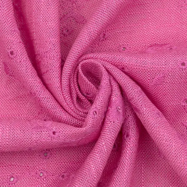 Nur Für Kurze Zeit Viskose-Leinen Mix bestickt "Blumenranken" Farbe Fuchsia