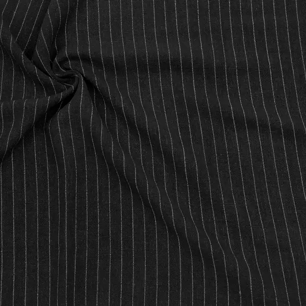 Viskose-Leinen Stoff "Nadelstreifen 3" Farbe Schwarz Echt