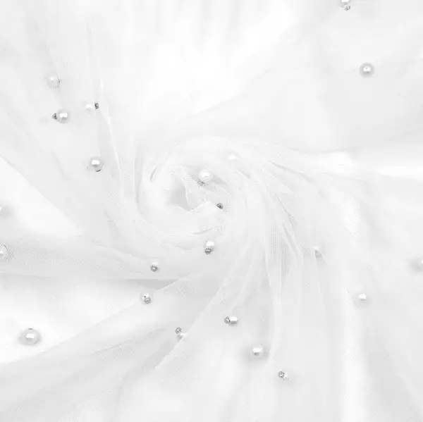 Tüll Stoff mit Perlen Farbe Weiss Garantierte Lieferung
