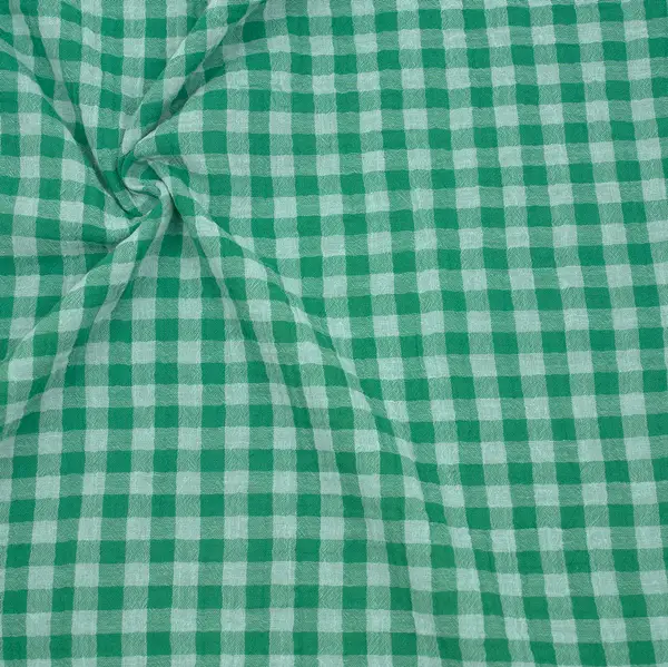 Preiswert 100% Baumwolle Musselin Double Gauze "Vichy Karo" Farbe Grün-Weiss
