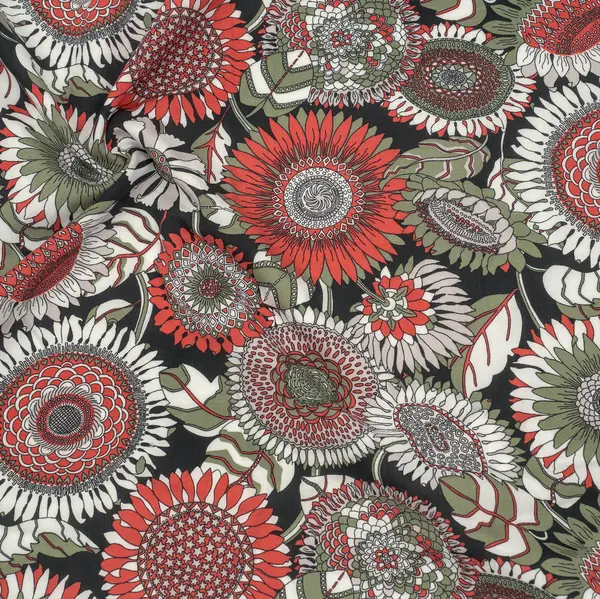 Viskose Musselin "Blumenfantasie" Farbe Schwarz Billig
