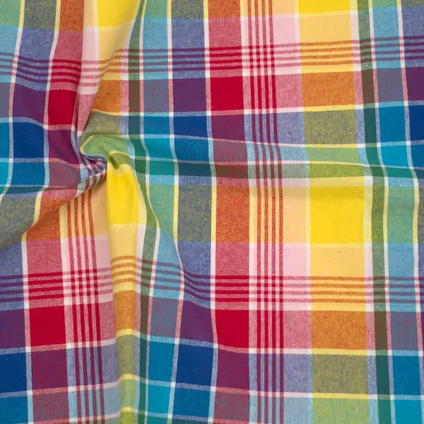 100% Baumwollstoff "Sommer Karo" Farbe Multicolor 4 Schnäppchen