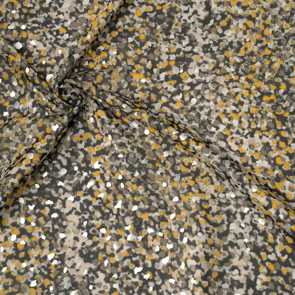 Schneller Versand Polyester Chiffon "Sprenkel" Farbe Schwarz-Gelb