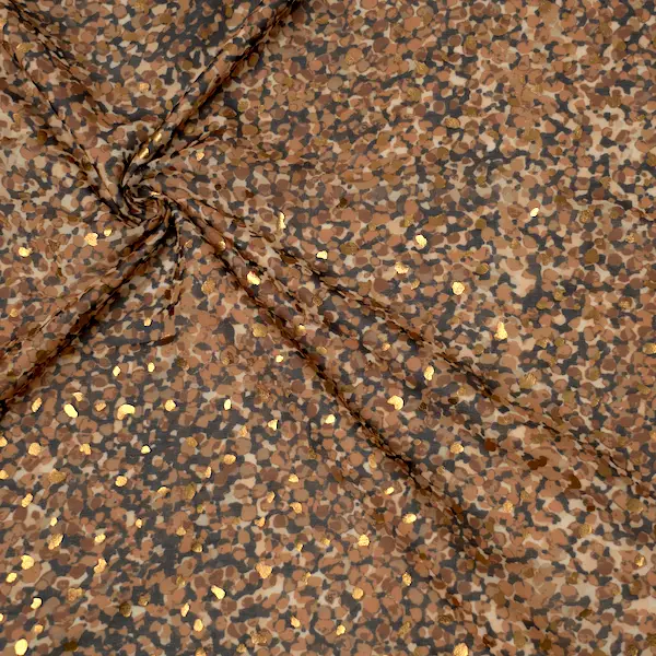 Polyester Chiffon "Sprenkel" Farbe Schwarz-Braun Schnäppchen