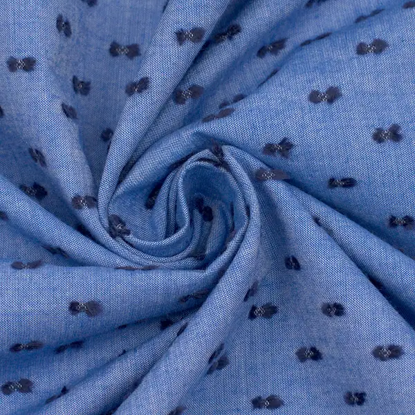 Preisreduziert 100% Baumwollstoff beflockt "Dobby 3" Farbe Jeans-Blau