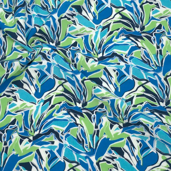 100% Viskose Javanaise "Abstrakt Design 5" Farbe Blau-Grün Sale