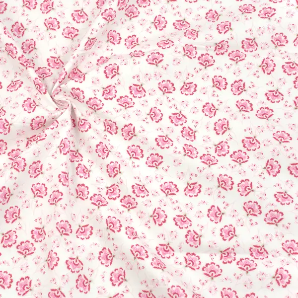 100% Baumwolle Popeline "Blumen Design" Farbe Weiss-Rosa Nur Für Kurze Zeit