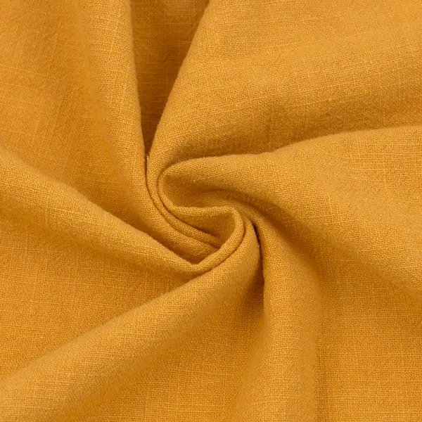 100% Leinen Stoff stonewashed Farbe Ocker-Gelb Geprüft