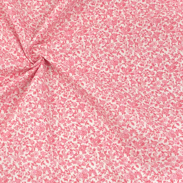 100% Baumwollstoff "Streublümchen 10" Farbe Weiss-Rosa Sofort Bestellen