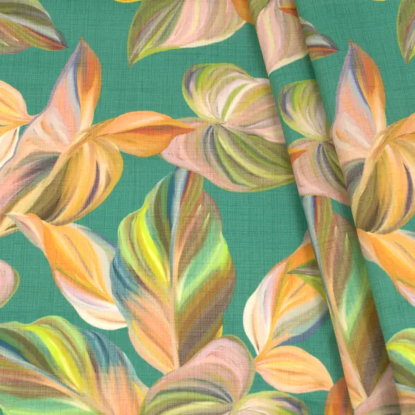 Schnäppchen Outdoorstoff "Große Blätter" Farbe Grün