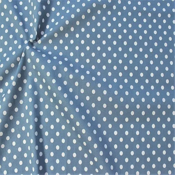 100% Baumwollstoff "Tupfen Mittel 2" Farbe Tauben-Blau Nur Heute