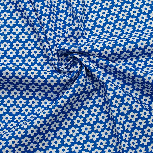 100% Baumwolle Popeline "Blümchen" Farbe Royal-Blau Direktkauf