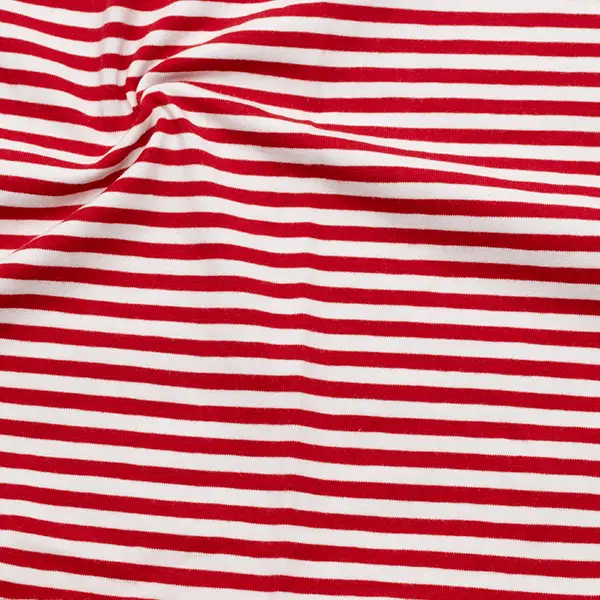 Preisknaller Baumwoll Stretch Jersey "Classic Ringel 2" Farbe Rot Weiss