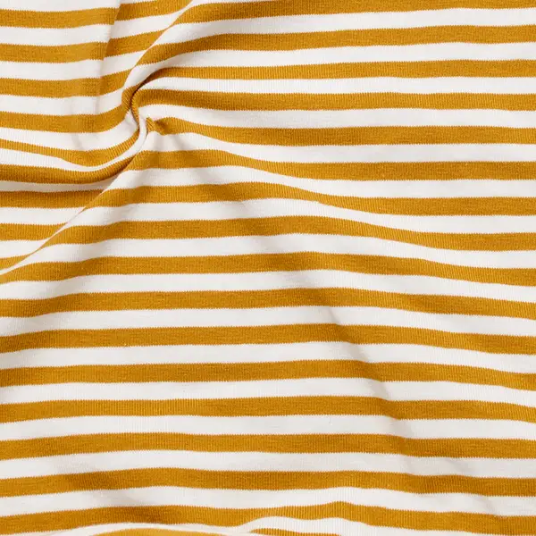 Rabatt Baumwoll Stretch Jersey "Classic Ringel 2" Farbe Ocker Weiss