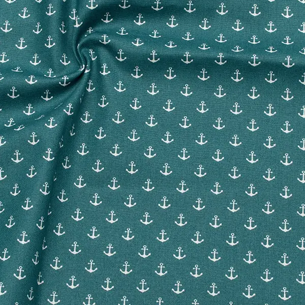100% Baumwollstoff "Anker klein 6" Farbe Petrol Bestseller