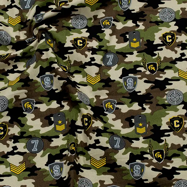 100% Baumwolle Popeline "Camouflage & Abzeichen" Farbe Multicolor Top-Seller
