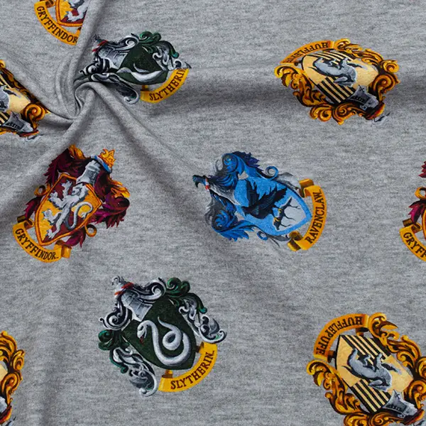 Preis Gesenkt Lizenz BaumwollStretch Jersey "Harry Potter Haus Logos" Farbe Grau