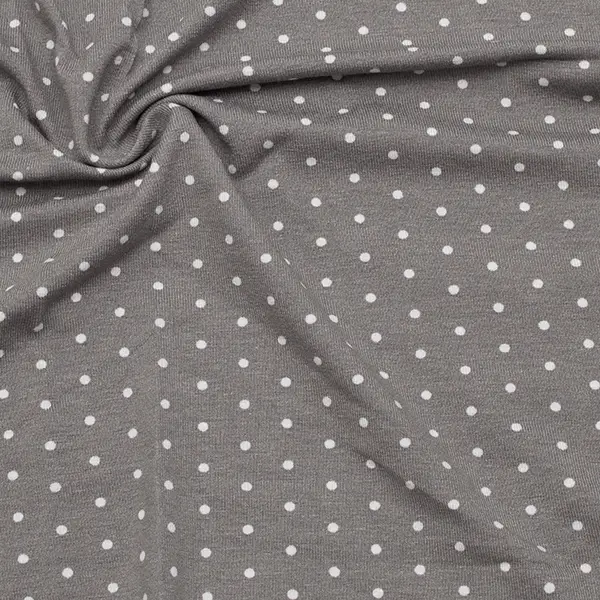 Schneller Versand Viskose Stretch Jersey "Tupfen Klein 3" Farbe Grau
