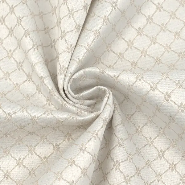 Aktuell Dekostoff Jacquard Damast "Floral Geometric" Farbe Hell-Beige