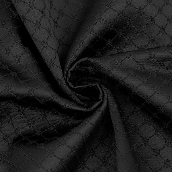 Dekostoff Jacquard Damast "Floral Geometric" Farbe Schwarz Markenware