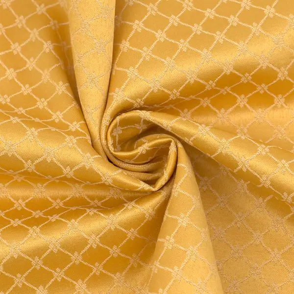 Dekostoff Jacquard Damast "Floral Geometric" Farbe Gold-Gelb Super-Preis