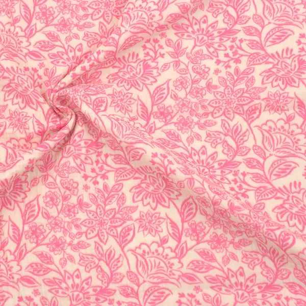 100% Baumwolle Musselin Double Gauze "Sommerblumen" Farbe Rosa Sonderangebot