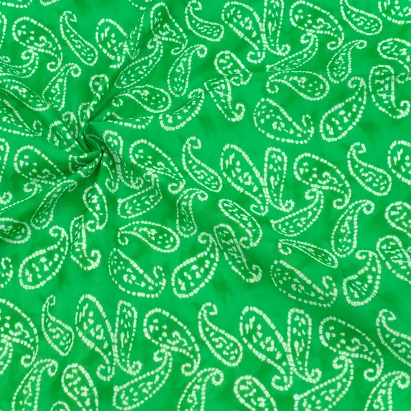 100% Baumwollstoff Voile "Batik Paisley" Farbe Grün Sofort Bestellen