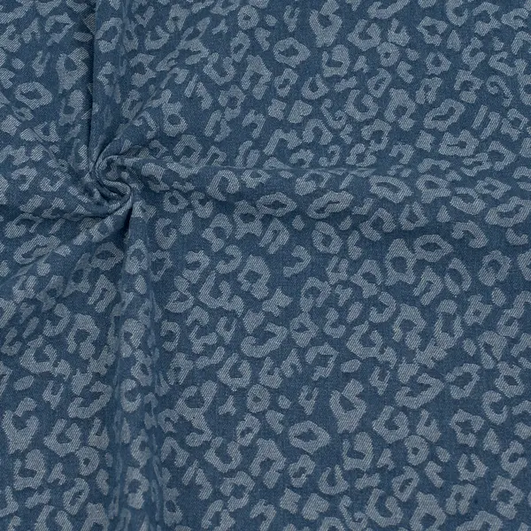 Top-Angebot Jacquard Denim Jeans Stoff "Leopard" Farbe Dunkel-Blau