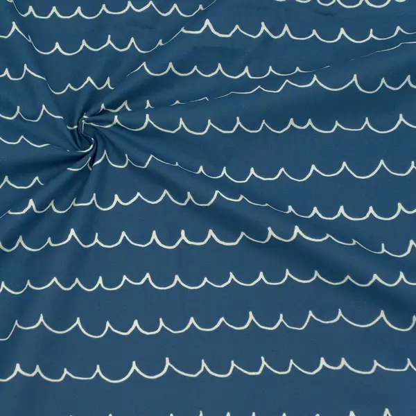 100% Baumwolle Popeline "Wellen abstrakt" Farbe Navy-Blau Sonderaktion
