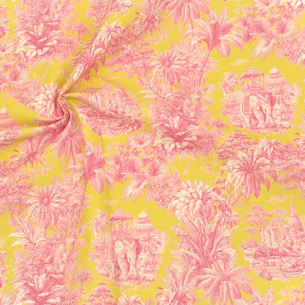 Rabatt 100% Baumwollstoff "Indien" Farbe Gelb