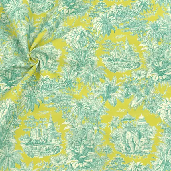 Sofort Bestellen 100% Baumwollstoff "Indien" Farbe Limetten-Grün