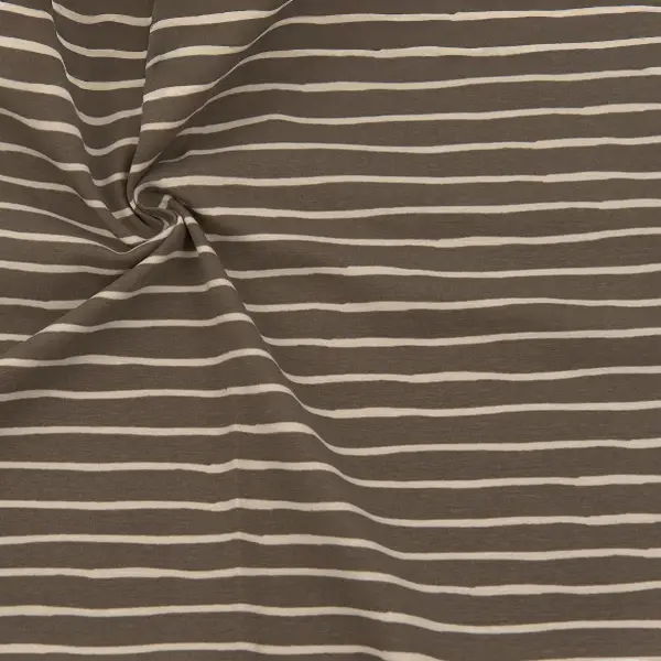 Schnäppchen Baumwoll Stretch Jersey "Querstreifen" Farbe Dunkel-Braun