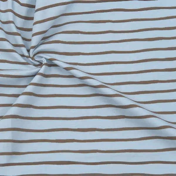 Rabatt Baumwoll Stretch Jersey "Querstreifen" Farbe Hell-Blau