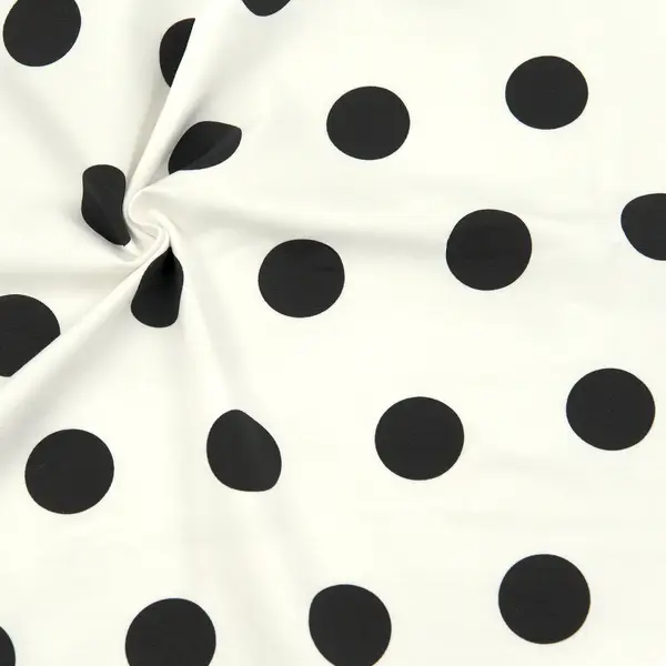 Sweatshirt Baumwollstoff French Terry "Polka Dots Klein" Farbe Creme-Weiss Highlight