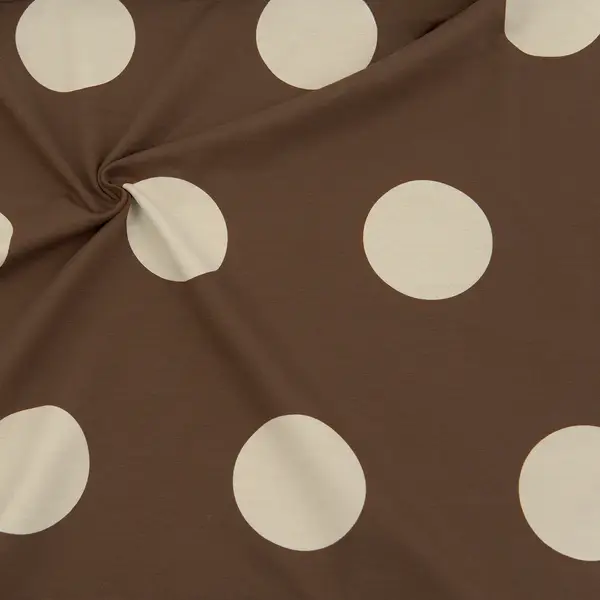 Sweatshirt Baumwollstoff French Terry "Polka Dots Groß" Farbe Dunkel-Braun Letzte Chance