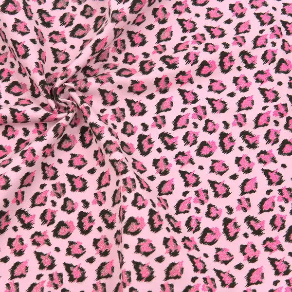 Sweatshirt Baumwollstoff French Terry "Glitzer Leopard" Farbe Rosa Angebot