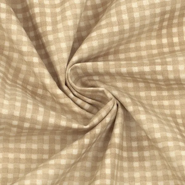 100% Baumwolle Popeline "Karos Klein" Farbe Beige Top-Preis