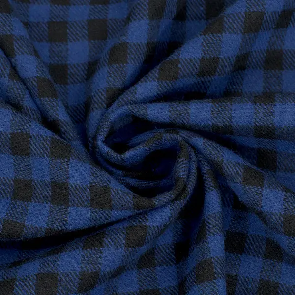 Top-Seller Flanell Hemdenstoff "Karos Mittel 2" Farbe Blau-Schwarz