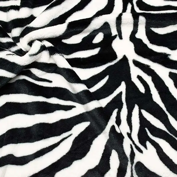 Sofort Bestellen 2,50 Meter - Wellness Fleece "Zebra" Farbe Weiss-Schwarz