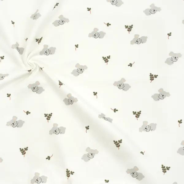 Solange Der Vorrat Reicht 1,50 Meter - Baumwoll Stretch Jersey "Koala" Farbe Creme-Weiss